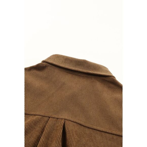 Azura Exchange  Khaki Aztec Pattern Corduroy Shacket - Picture 2 of 8